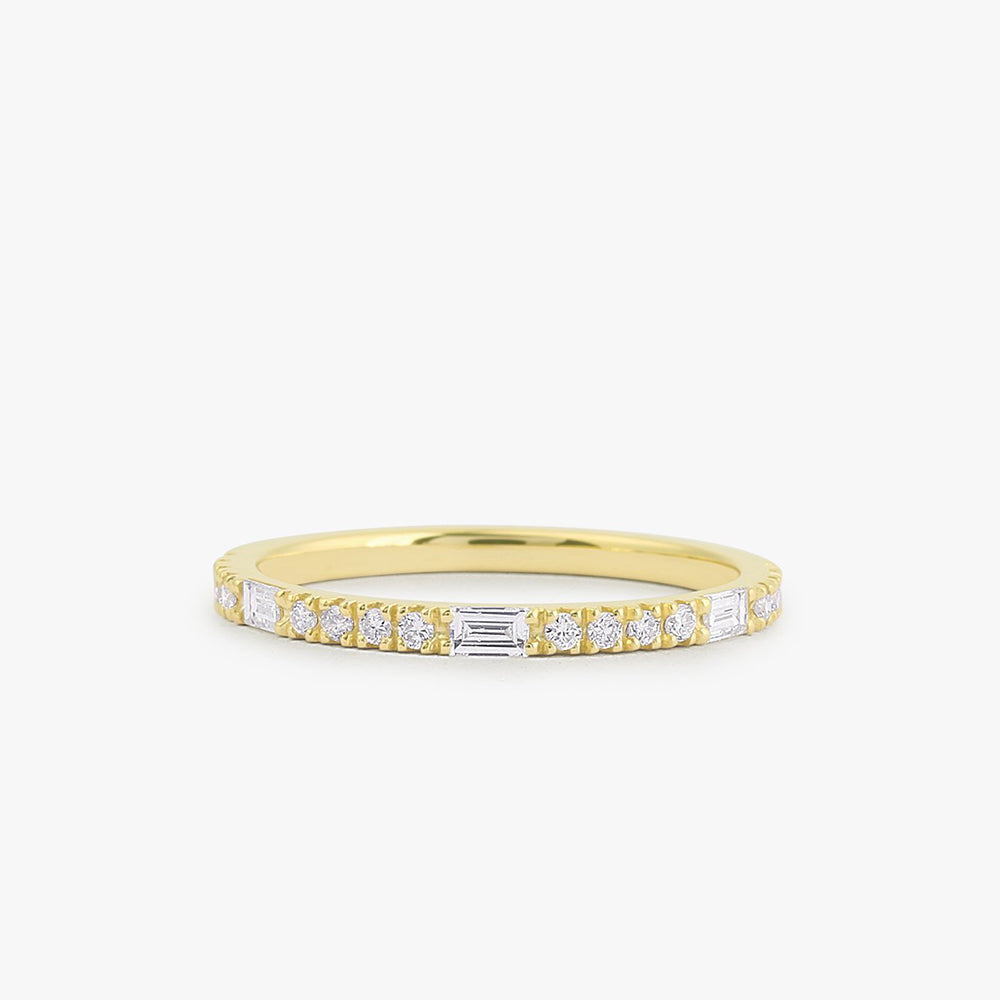 Baguette and Round Cut Diamond Wedding Band