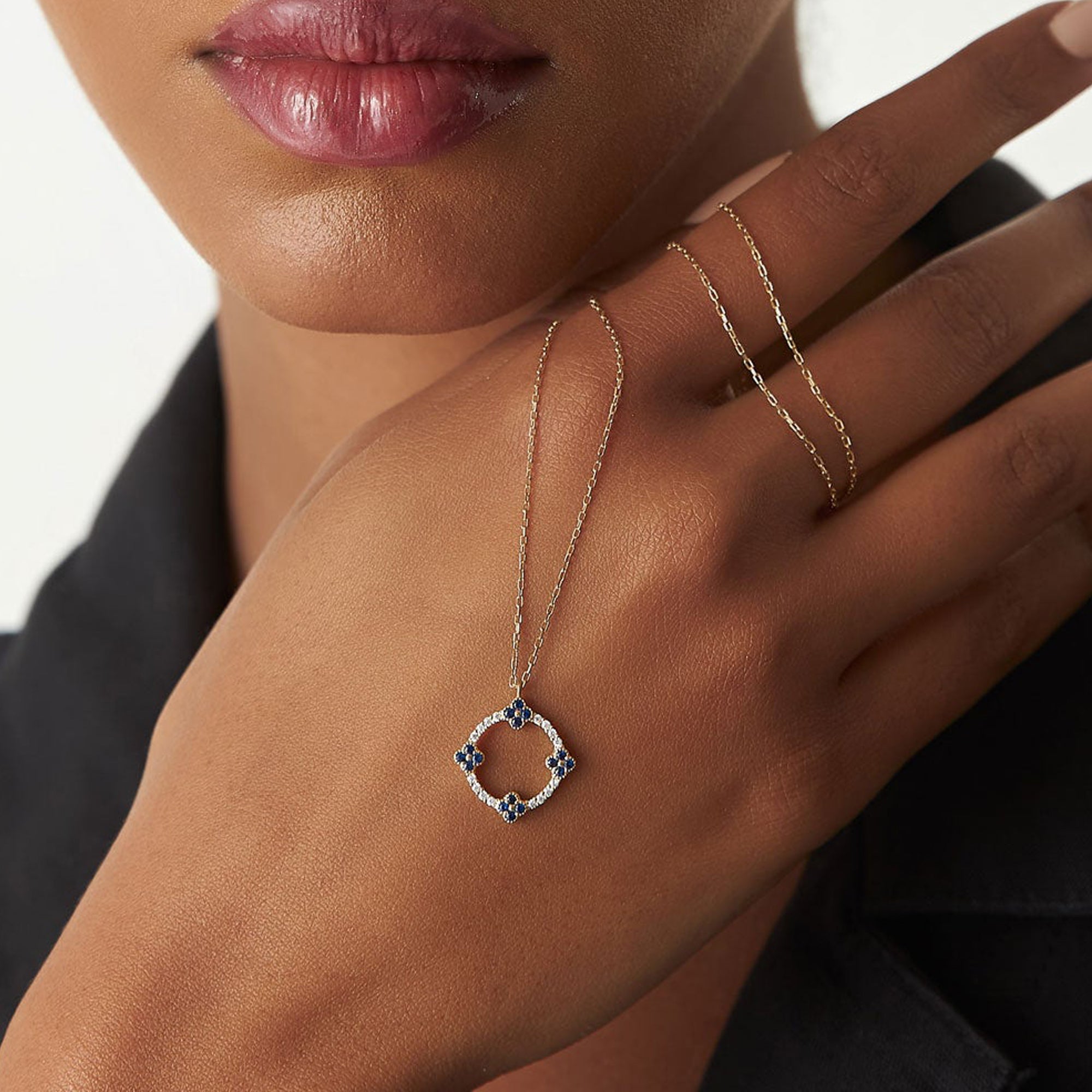 Sapphire Clover Necklace