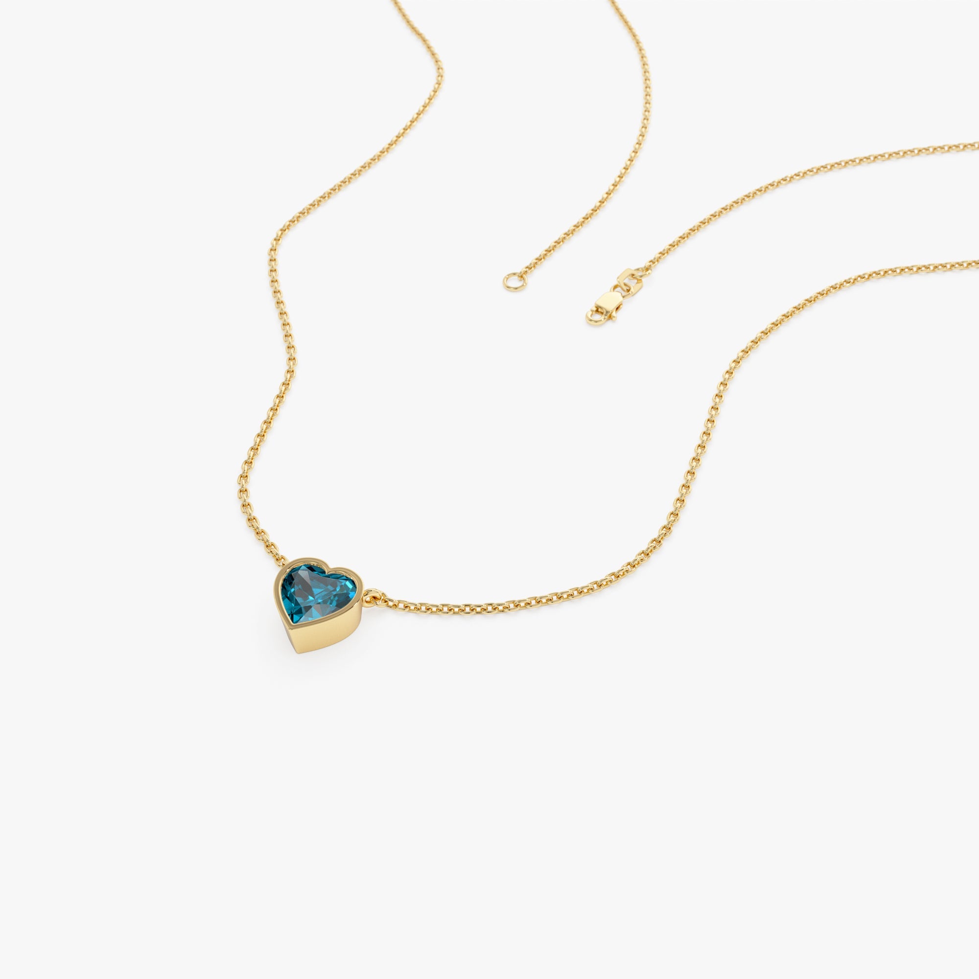 Heart Shaped London Blue Topaz Layering Necklace