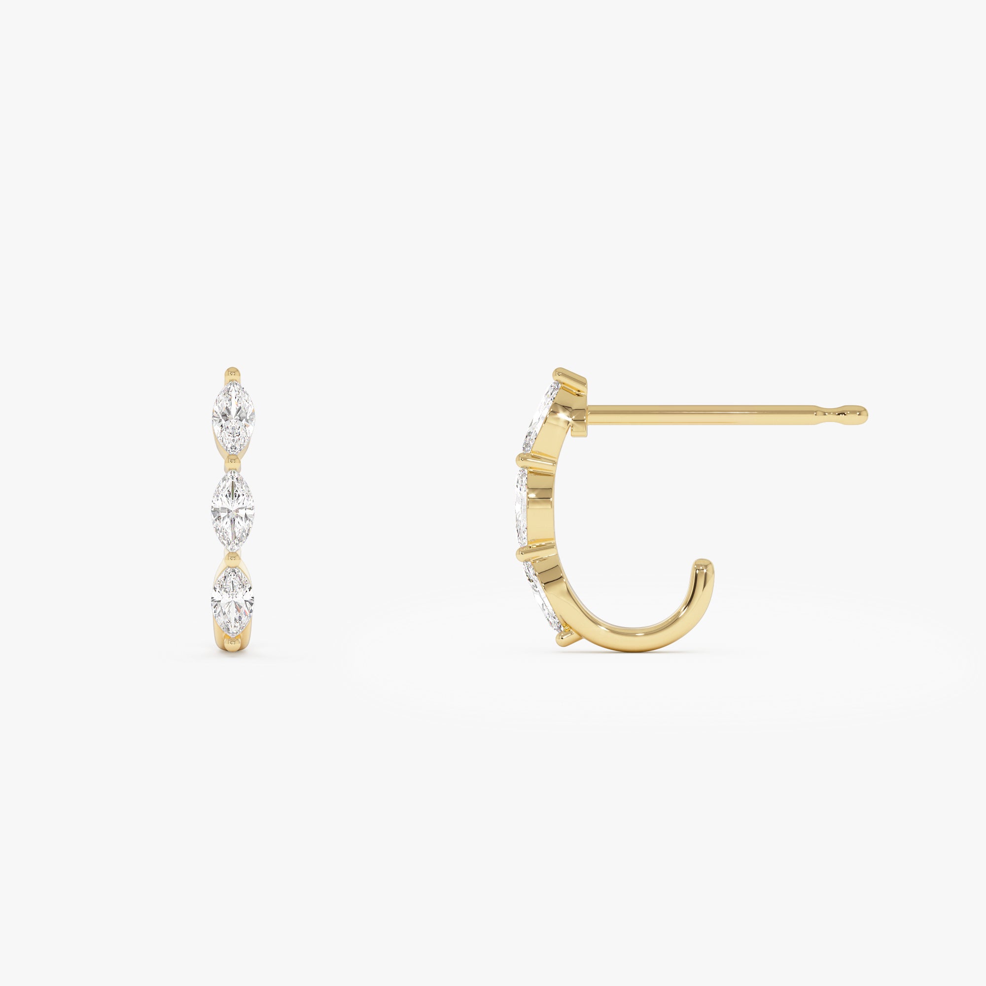 Marquise Diamond Open Hoop Earrings