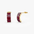 Emerald Cut Garnet Half Hoop Earrings