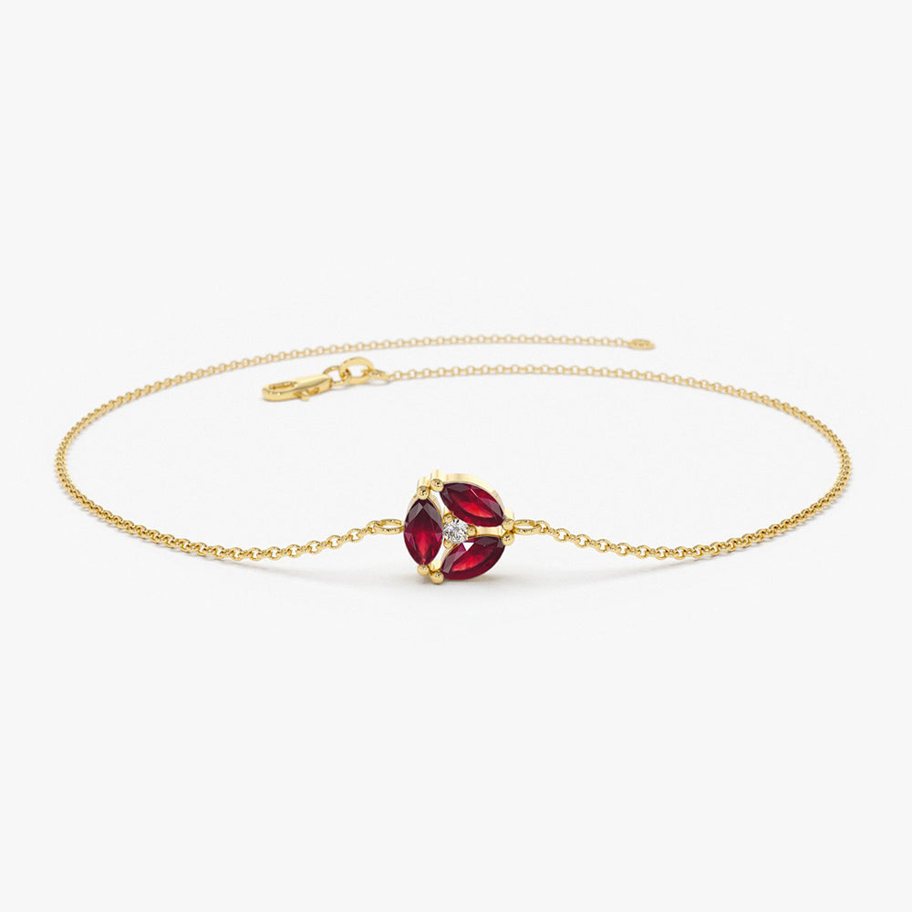 Marquise Ruby Cluster Bracelet
