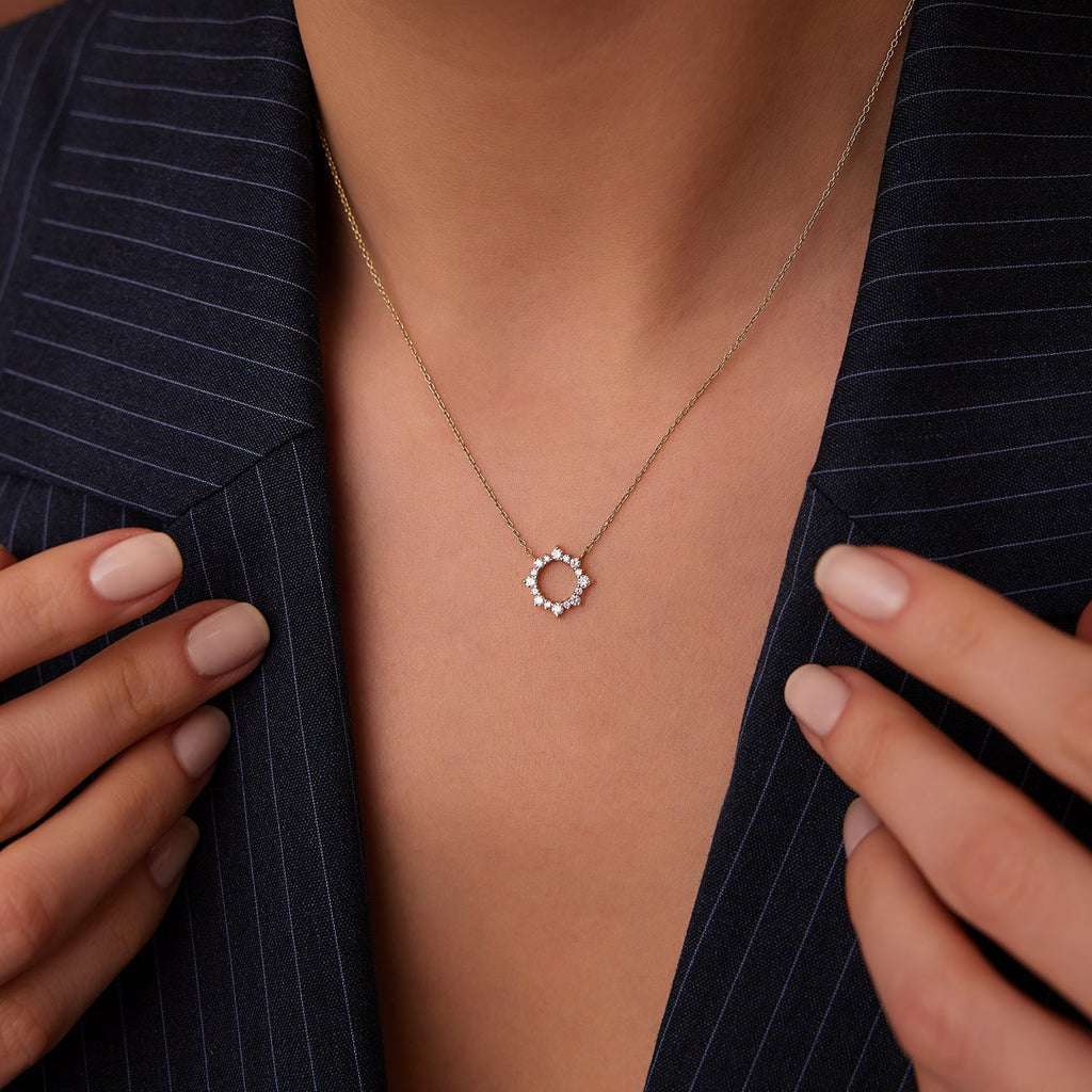 Diamond Sun Circle Necklace
