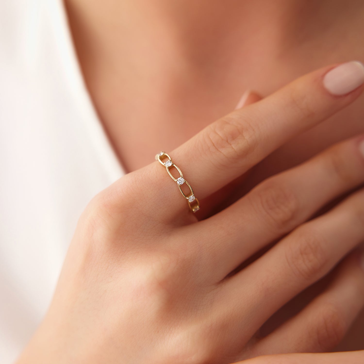 Bezel Setting Unique Diamond Wedding Band