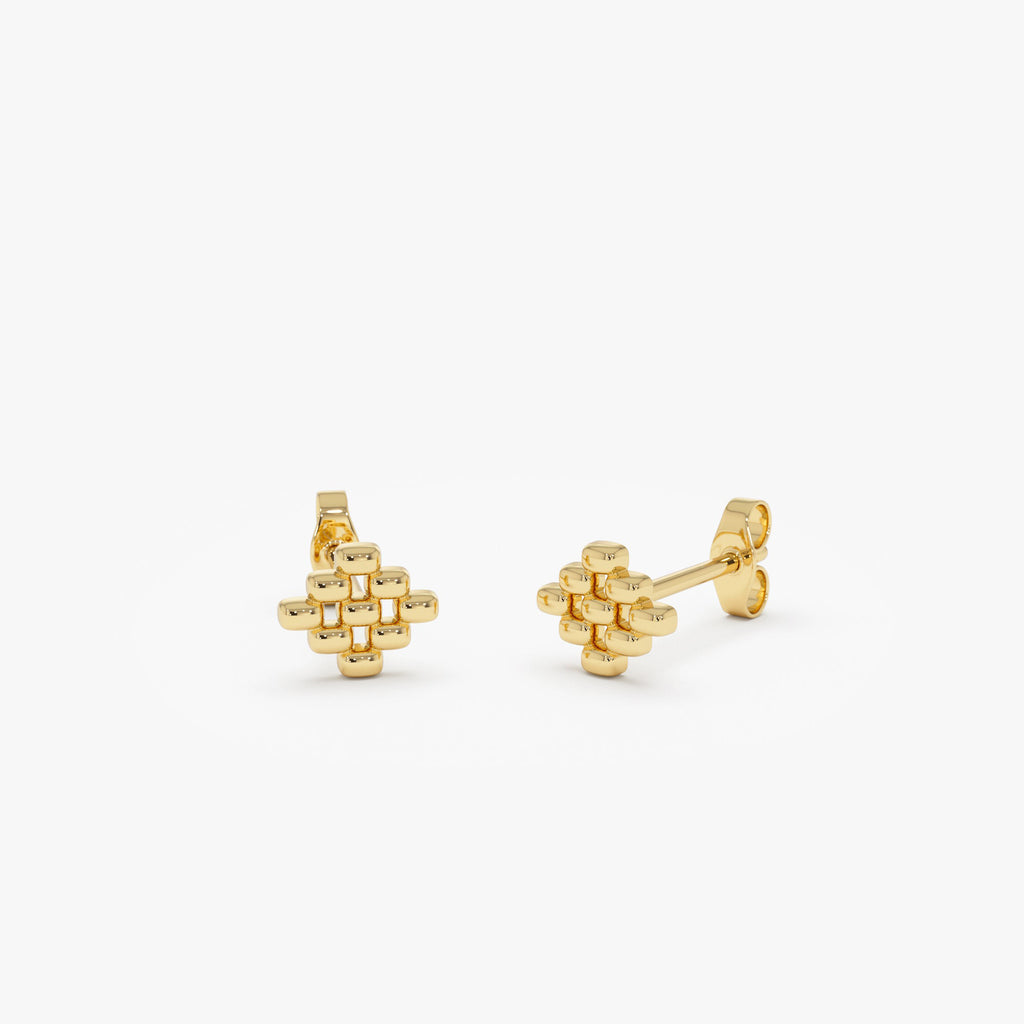 Geometric Beaded Stud Earrings