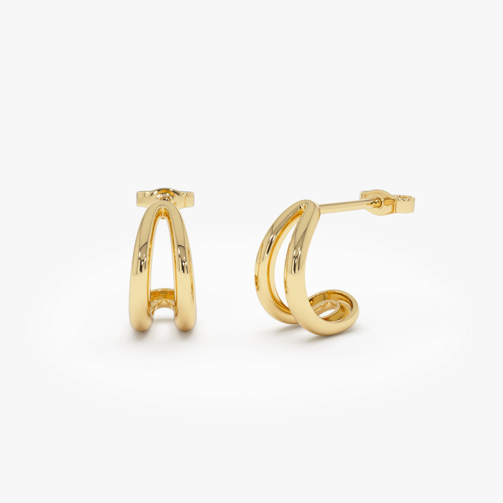 Double Curved J Hoop Earrings