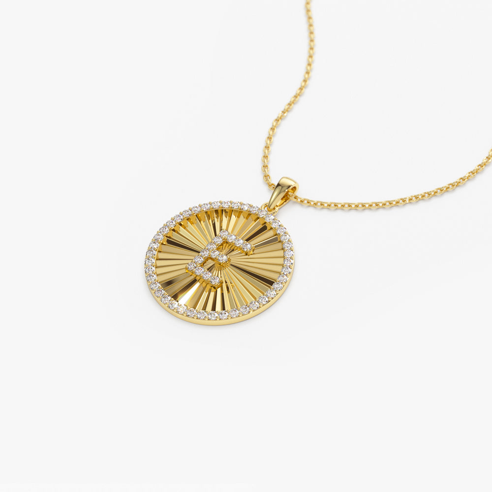 Diamond Initial Ballerina Disc Necklace