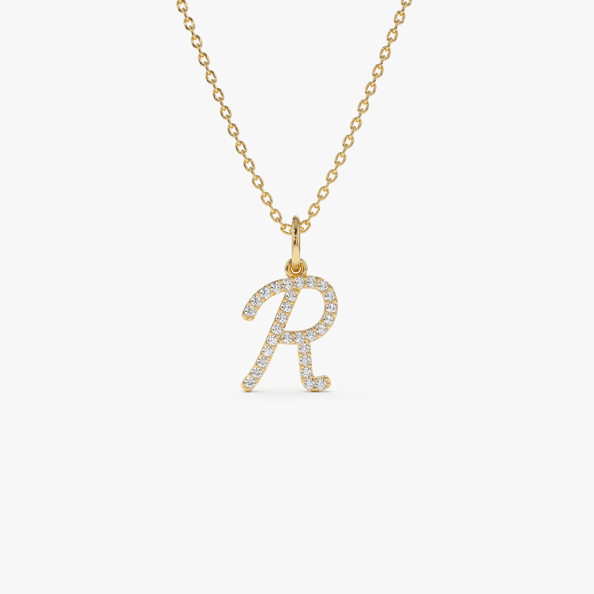 Diamond Script Initial Necklace