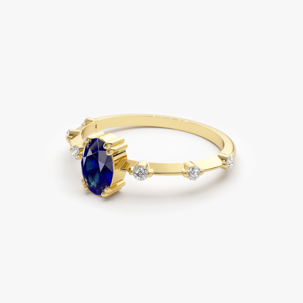 Dainty Diamond Genuine Sapphire Ring