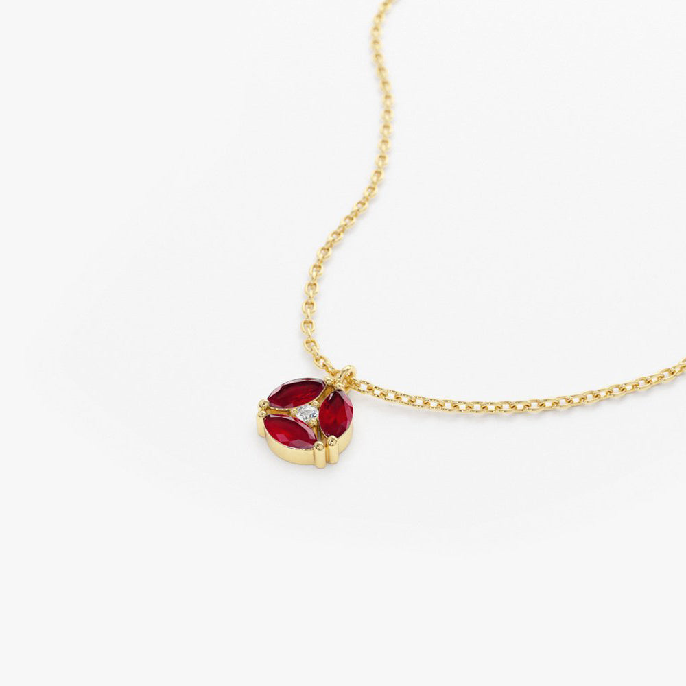 Marquise Ruby Cluster Necklace