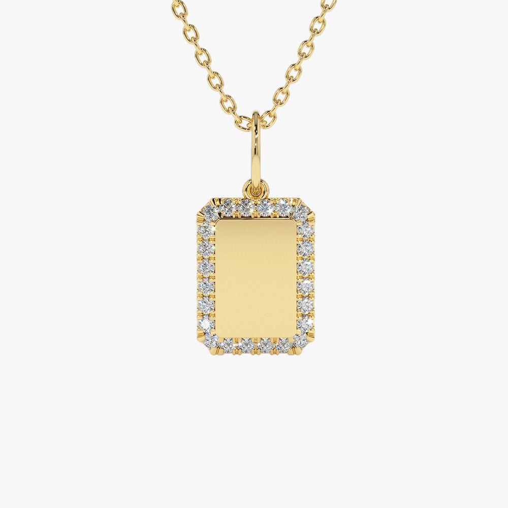 Diamond Tag Initial Necklace
