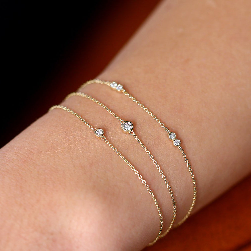 Double Diamond Station Bracelet