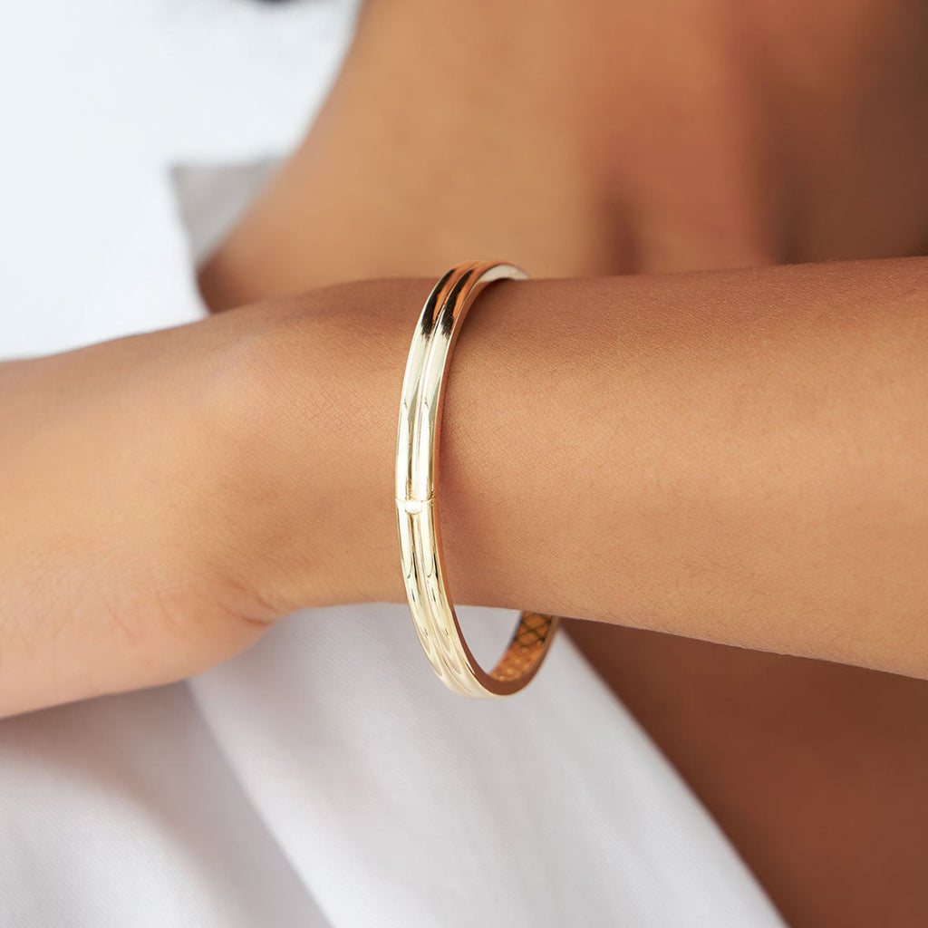 Double Row Dome Bangle Bracelet
