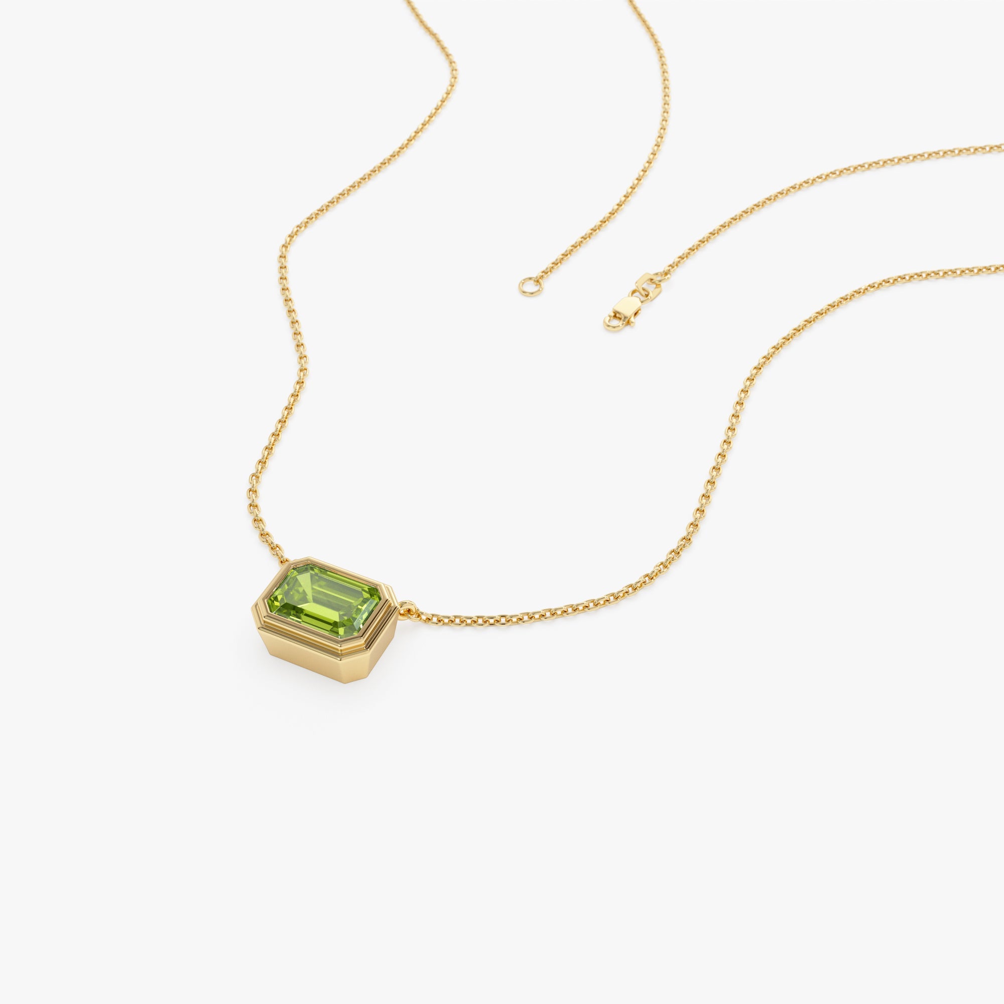 Emerald Cut Bezel Setting Peridot