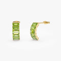 Emerald Cut Peridot Half Hoop Earrings