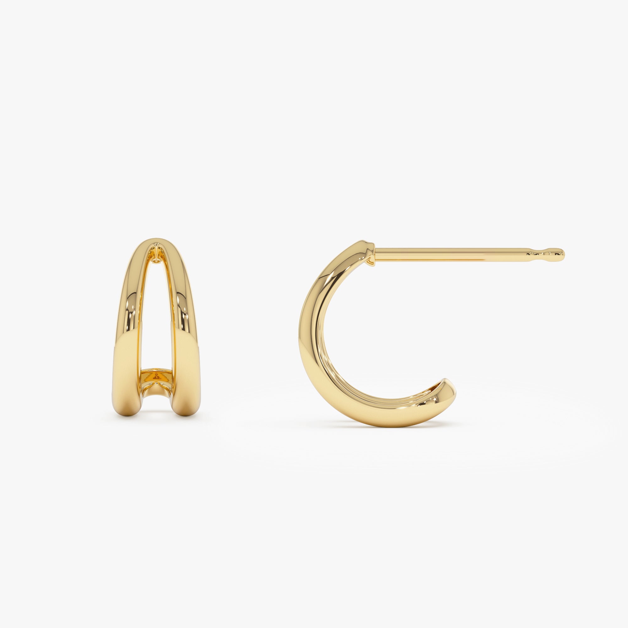 Double Curved J Hoop Earrings
