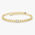 Cuban Link Bracelet w Emerald Cut Diamond