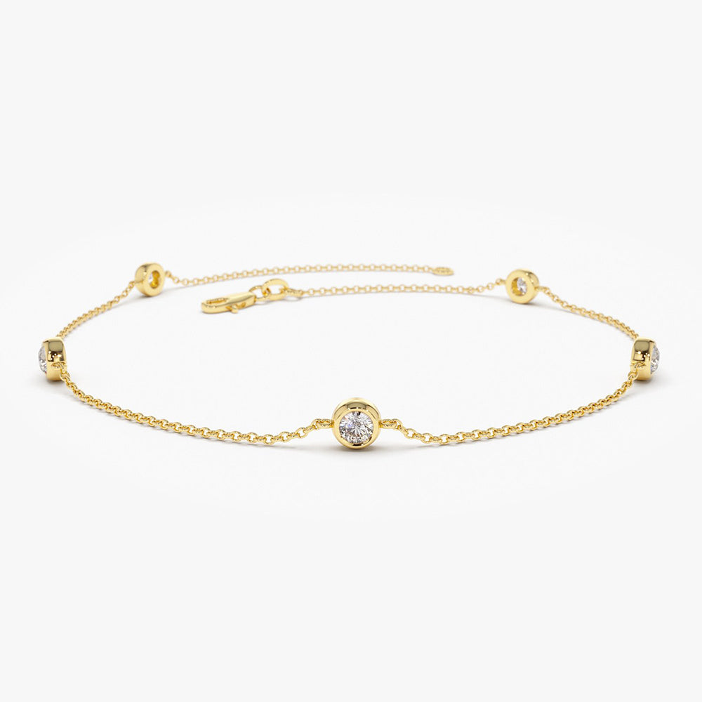 5 Stone Diamond Solitaire Bracelet