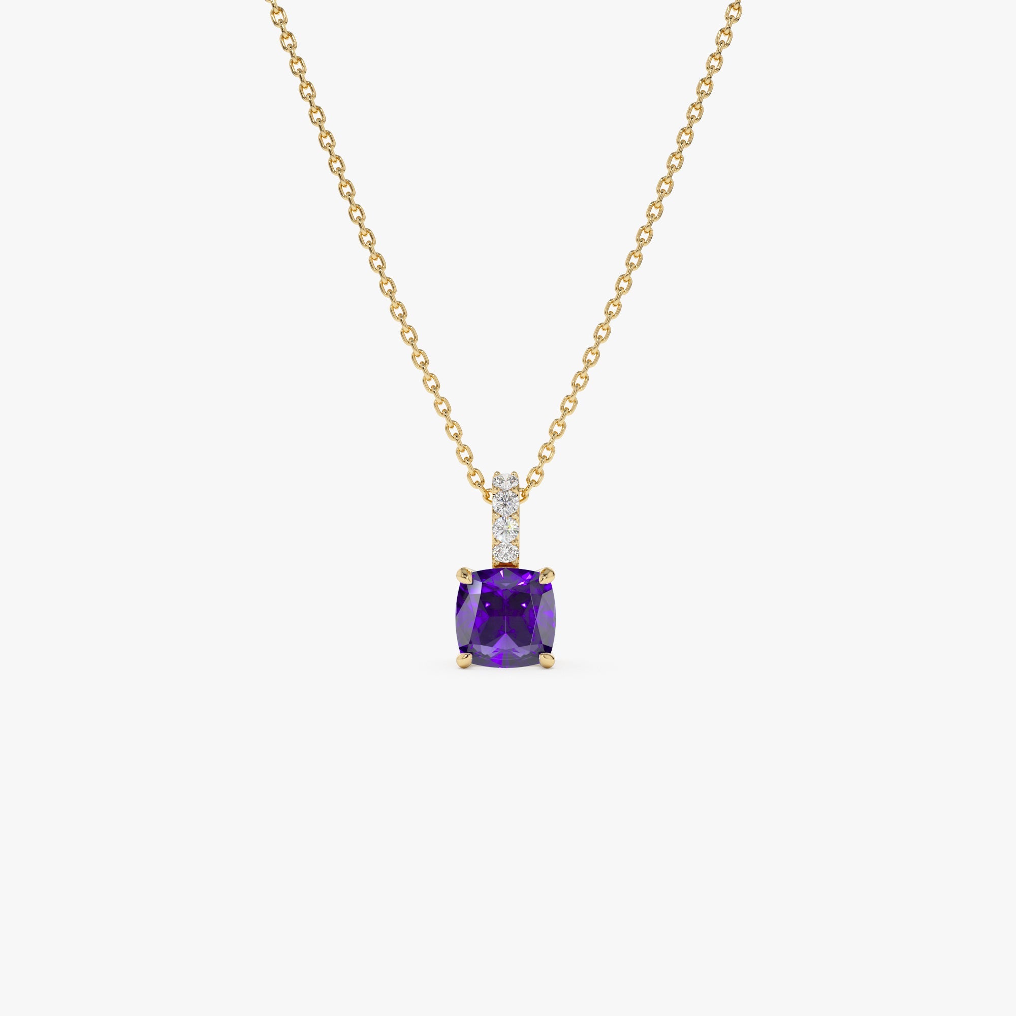 Cushion Cut Amethyst with Diamond Bail