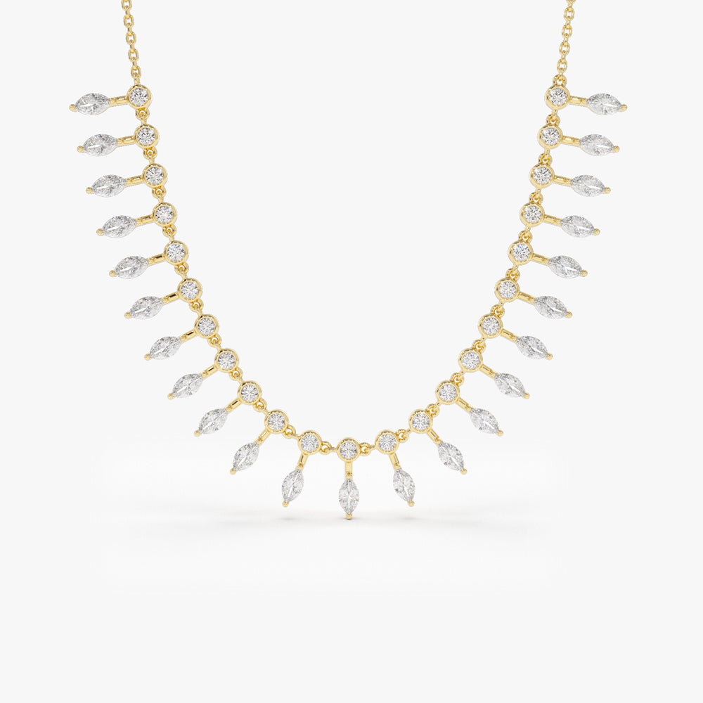 Marquise and Round Diamonds Statement Piece Necklace