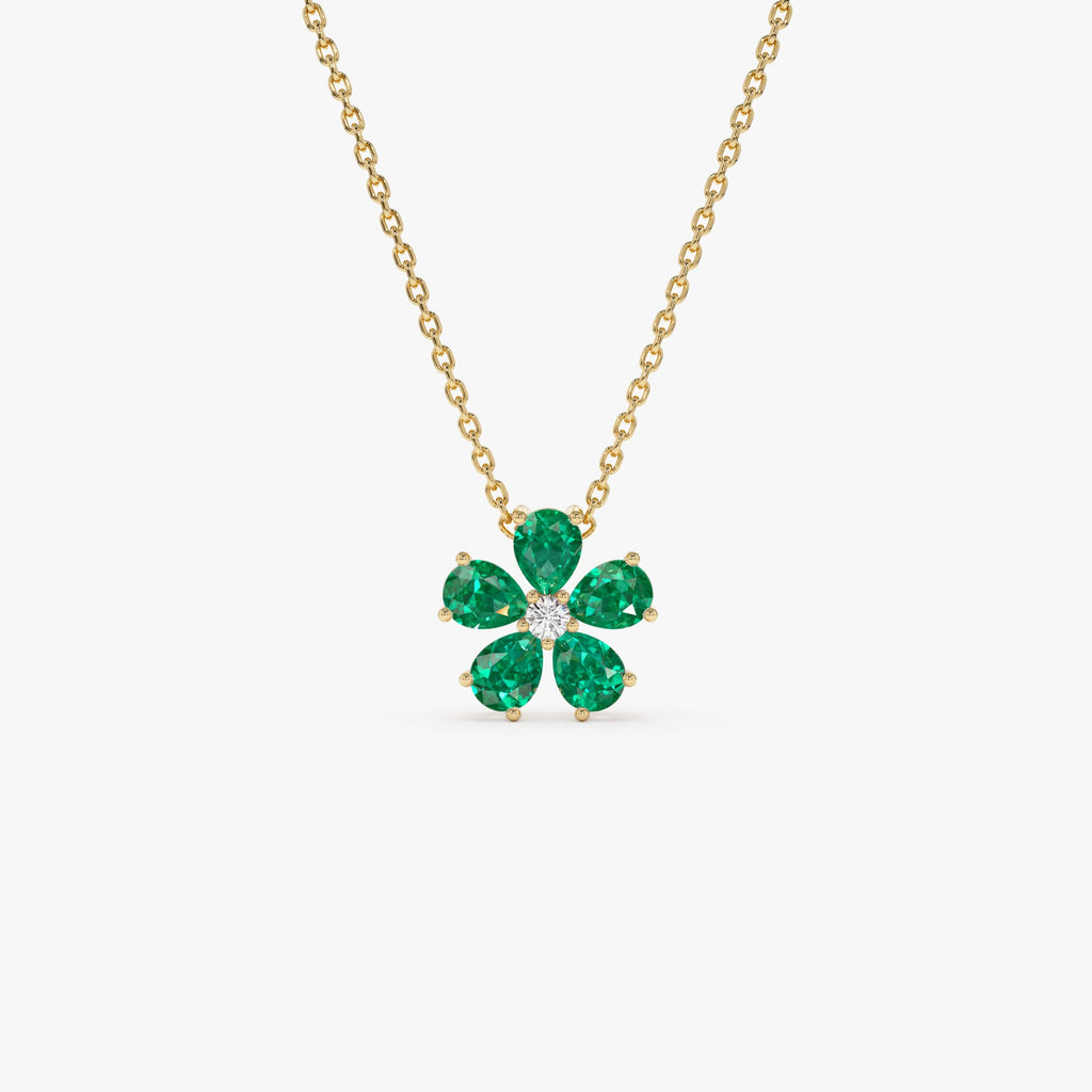 Emerald and Diamond Floral Pendant