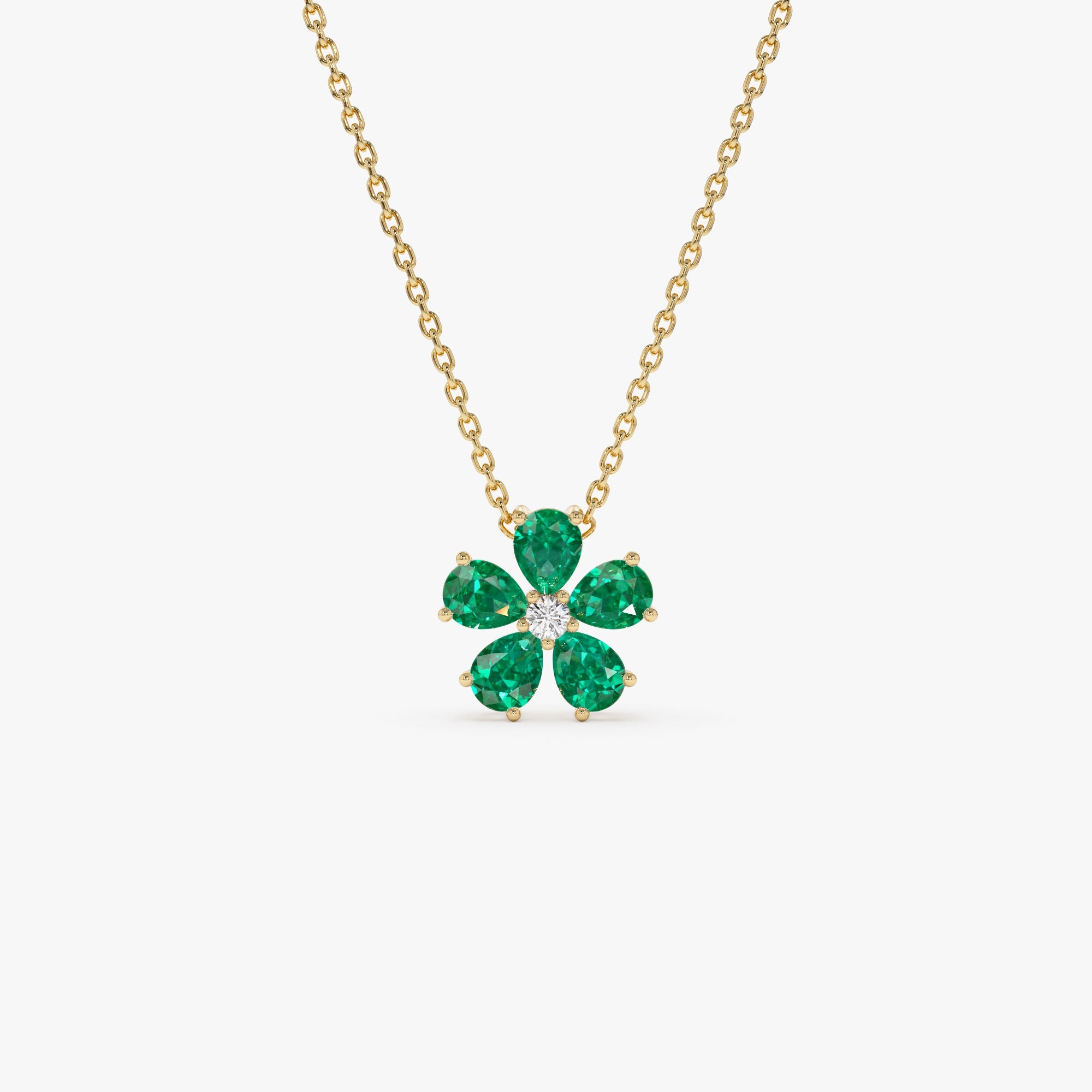 Emerald and Diamond Floral Pendant