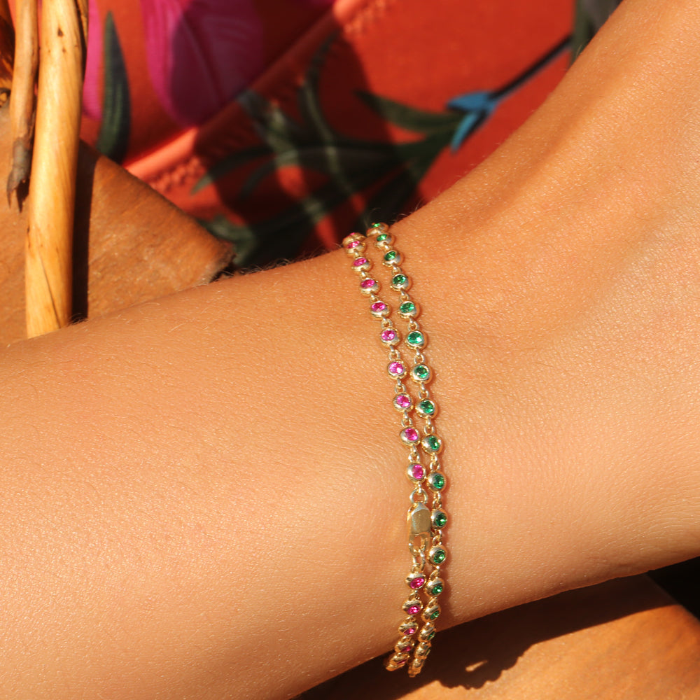 Bezel Set Emerald Tennis Bracelet