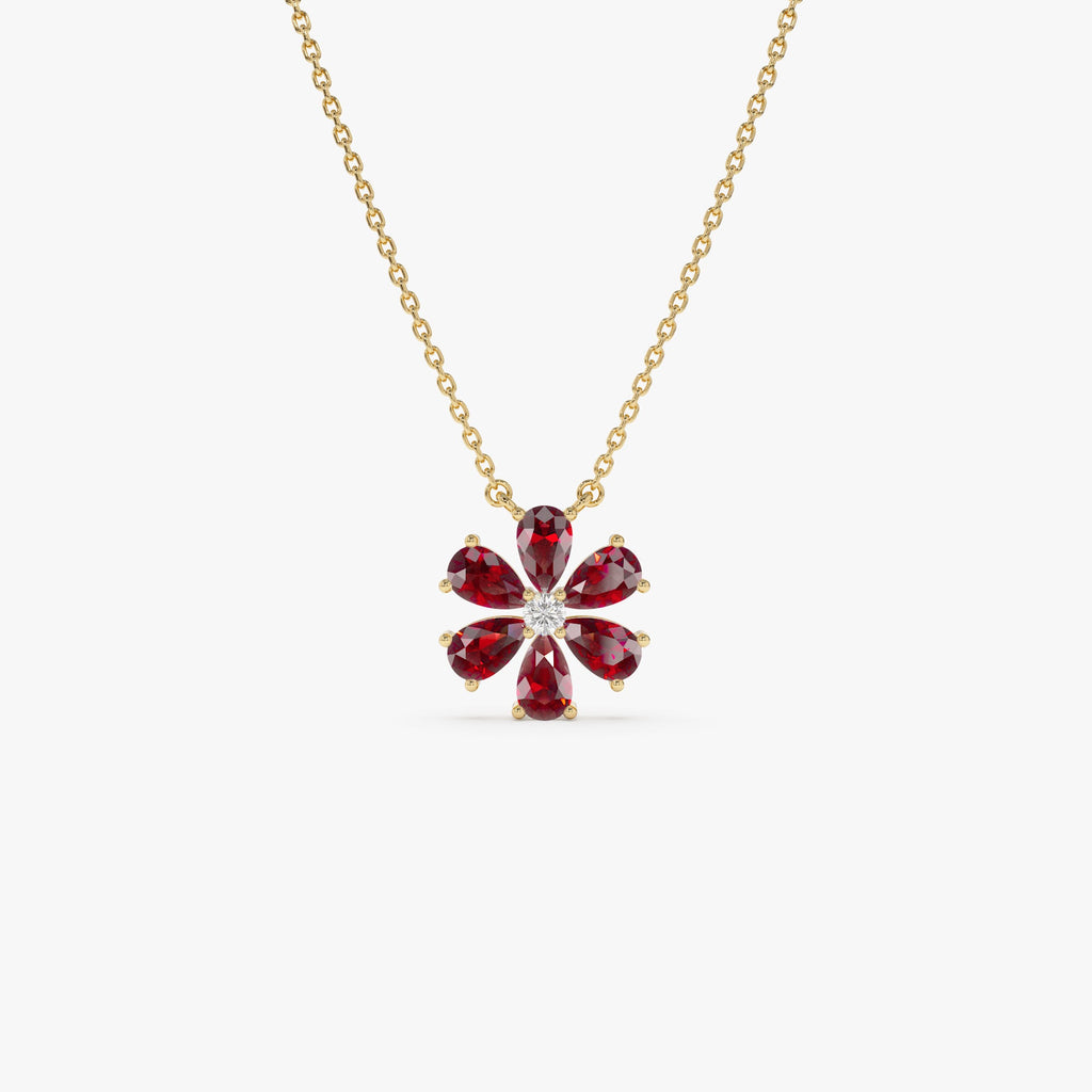 Garnet Flower Necklace