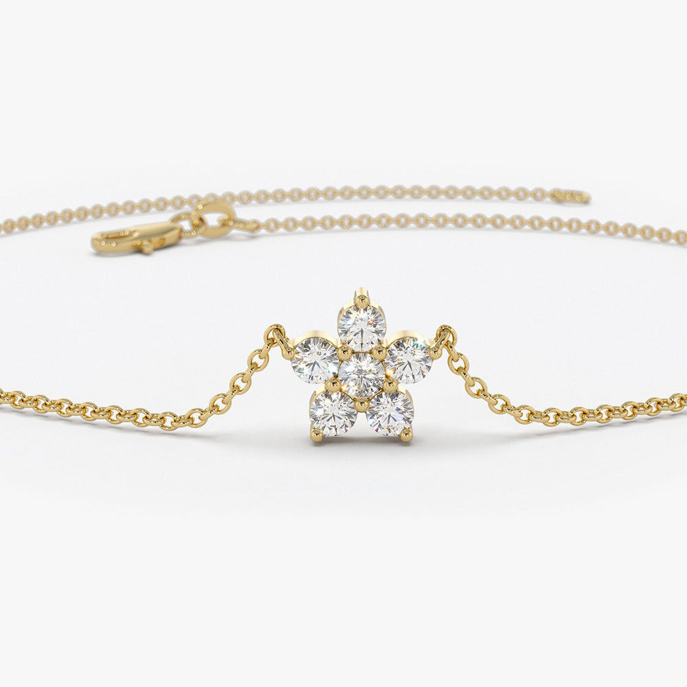 Diamond Flower Charm Bracelet