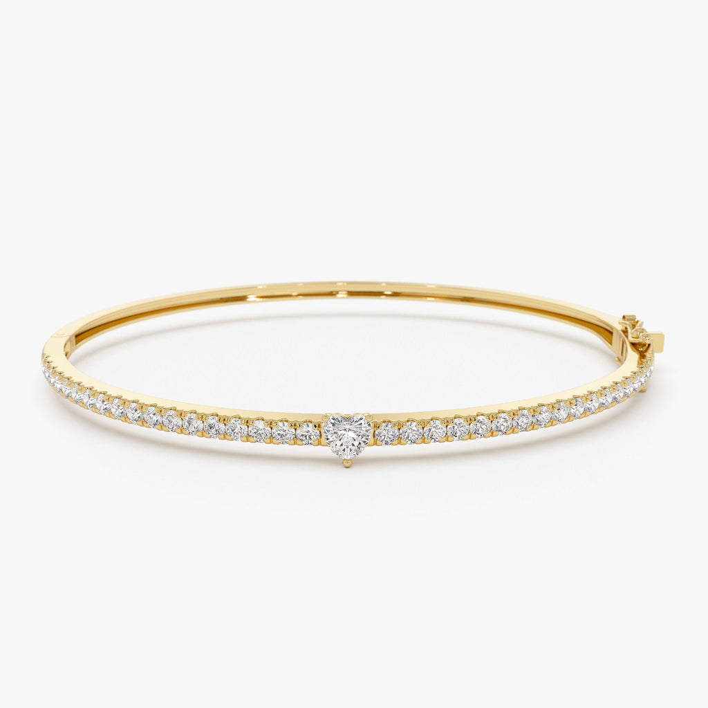 Heart Shaped and Round Diamond Bangle