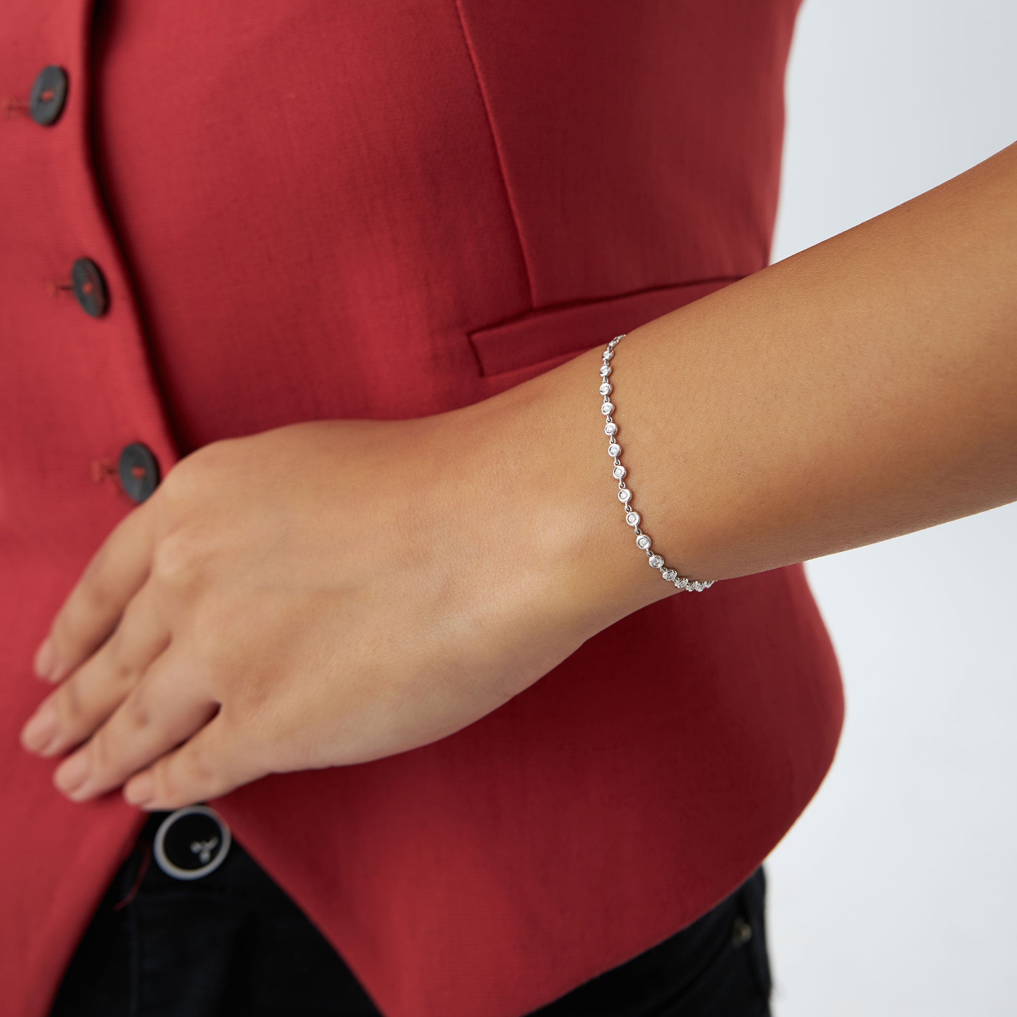 Bezel Setting Diamond Tennis Bracelet