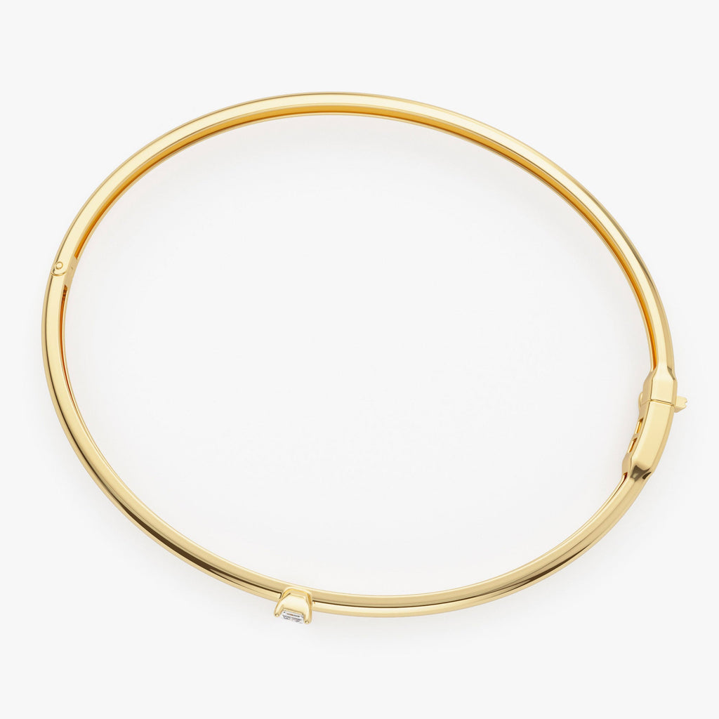 Emerald Shape Diamond Solitare Bangle