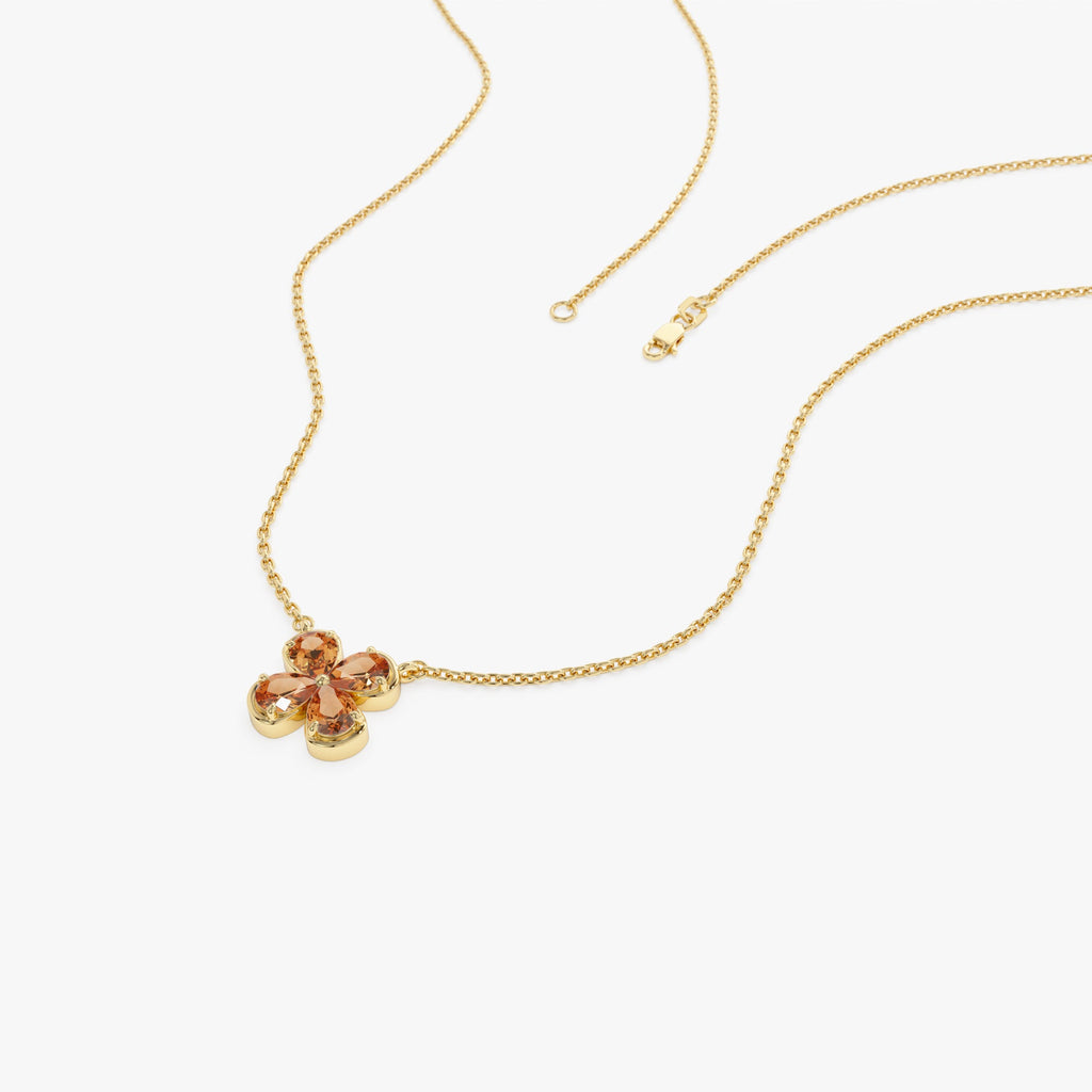 Four Leaf Citrine Clover Necklace
