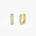 Diamond Pave Huggie Earrings Square  Hoops