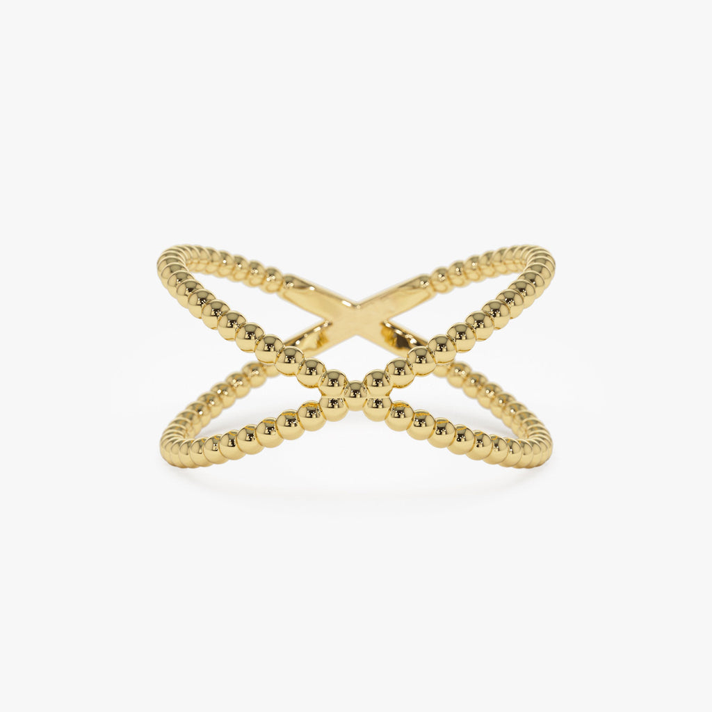 Beaded Band Criss Cross Statement Ring