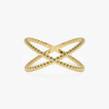 Beaded Band Criss Cross Statement Ring