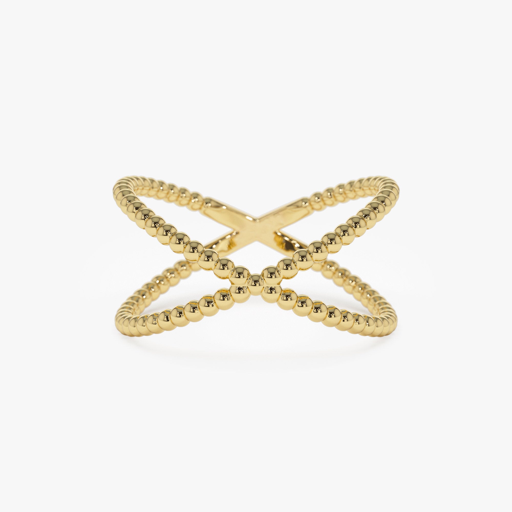 Beaded Band Criss Cross Statement Ring