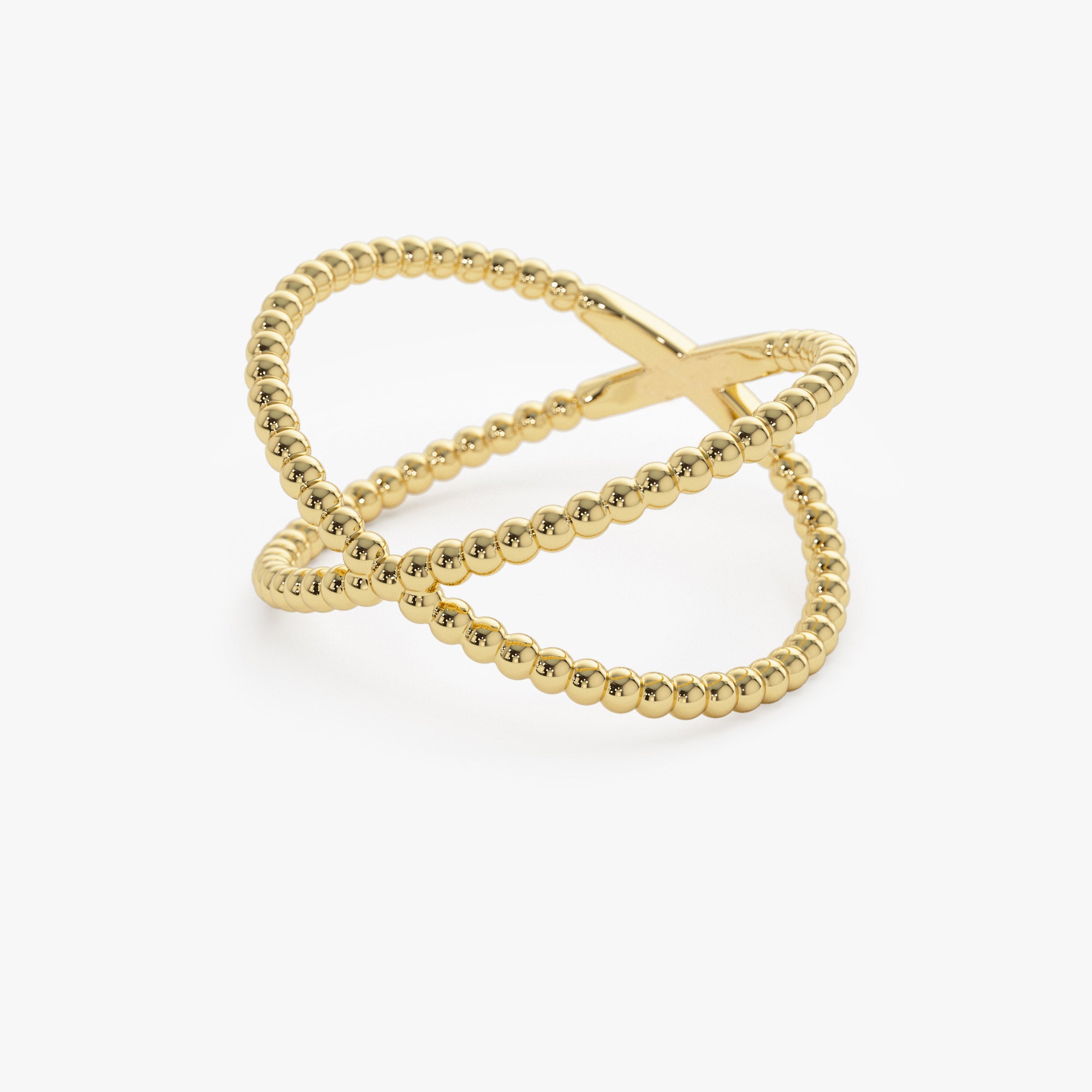 Beaded Band Criss Cross Statement Ring