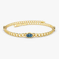 Cuban Link Bracelet w Bezel Setting London Blue Topaz