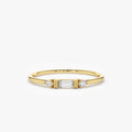 Dainty Baguette and Round Diamond Ring
