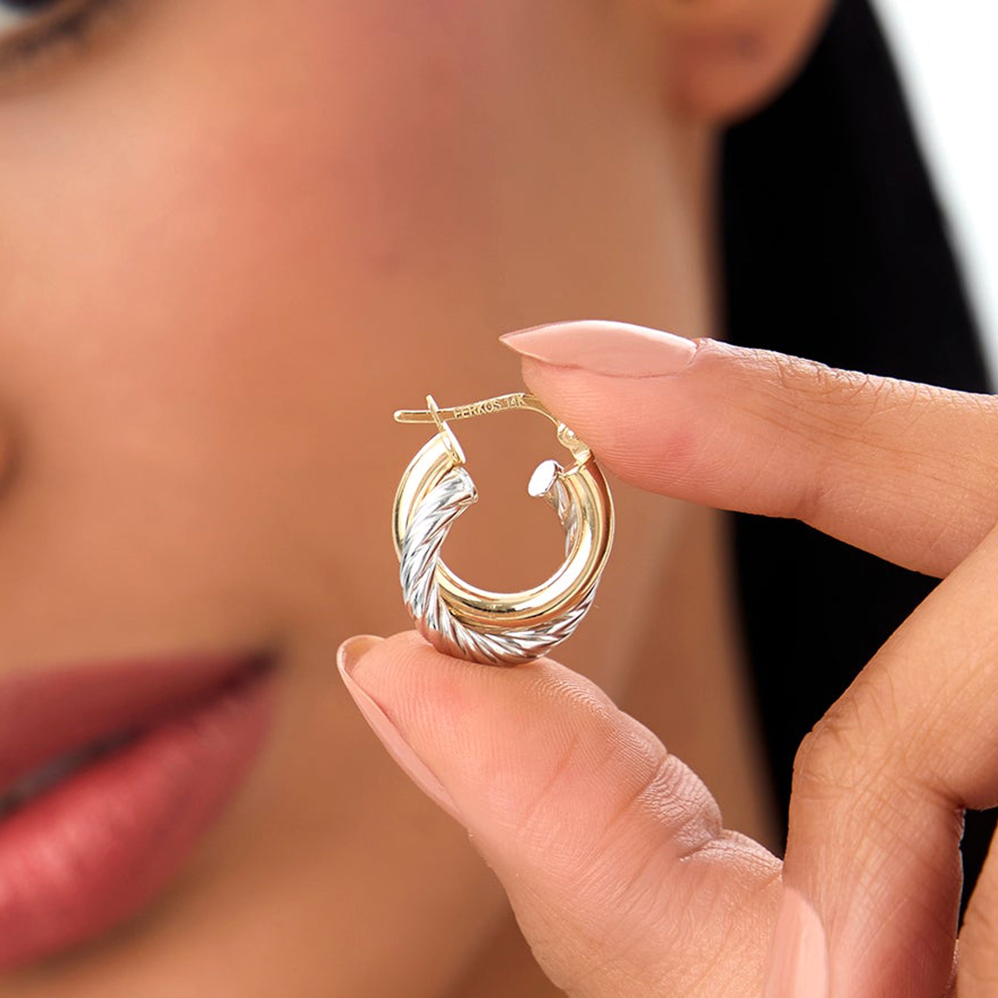 Yellow and White Twisted Hoops