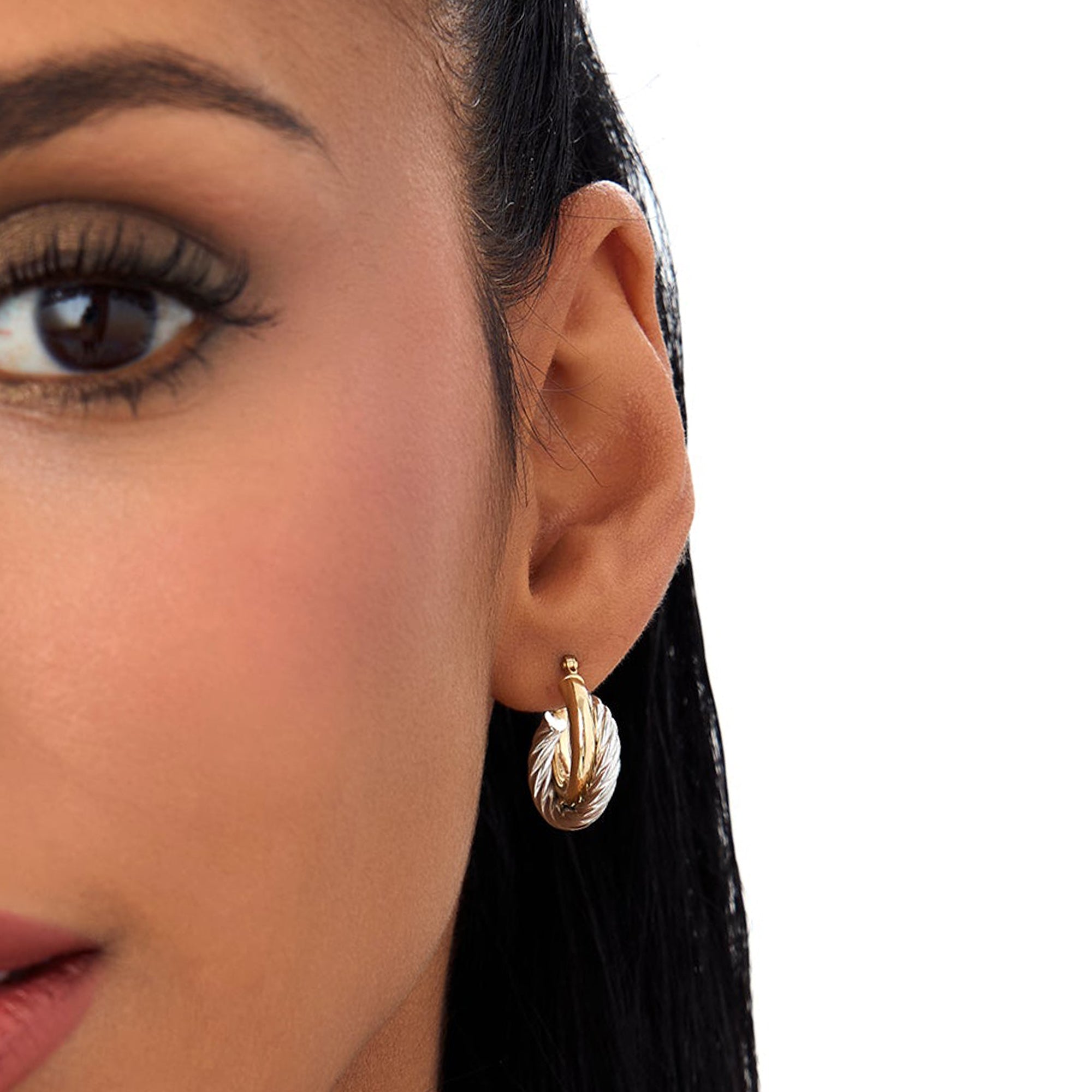 Yellow and White Twisted Hoops