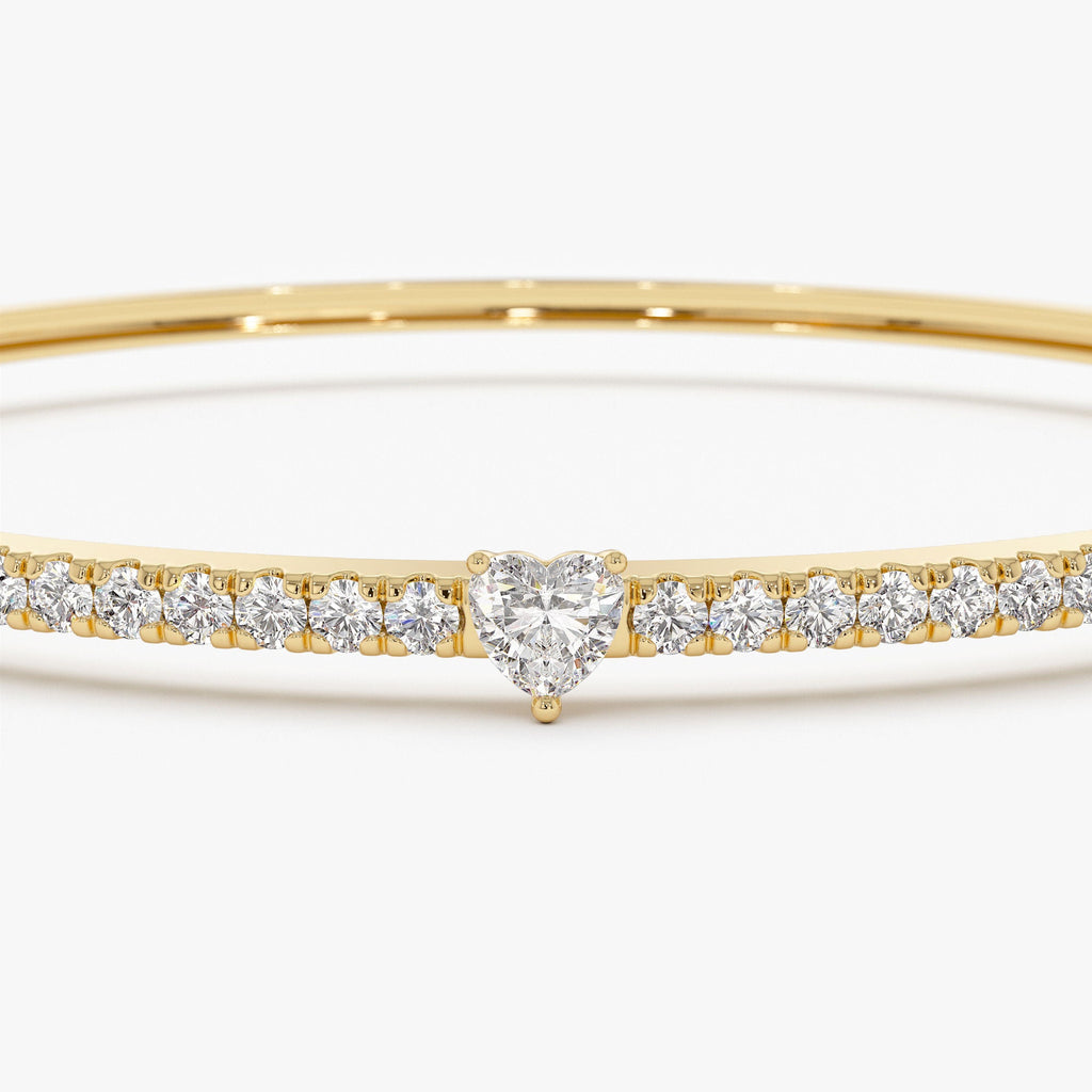 Heart Shaped and Round Diamond Bangle