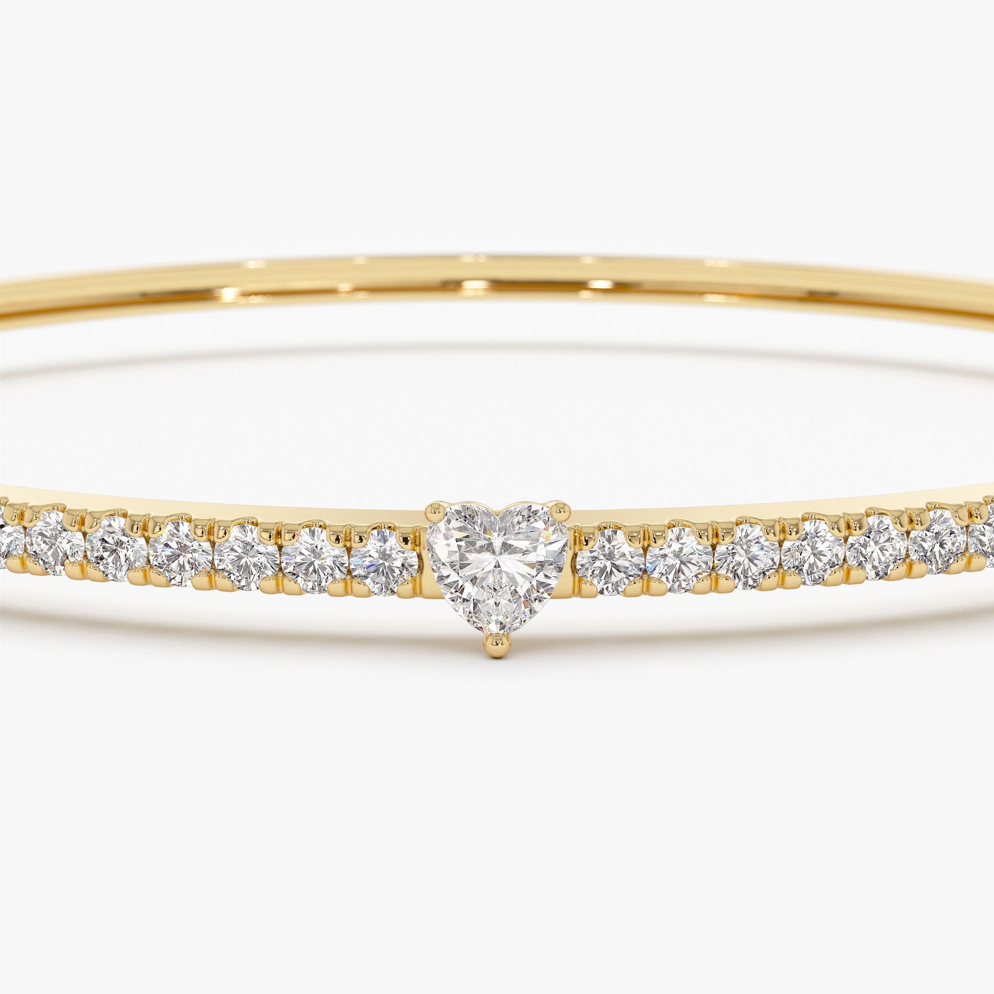 Heart Shaped and Round Diamond Bangle